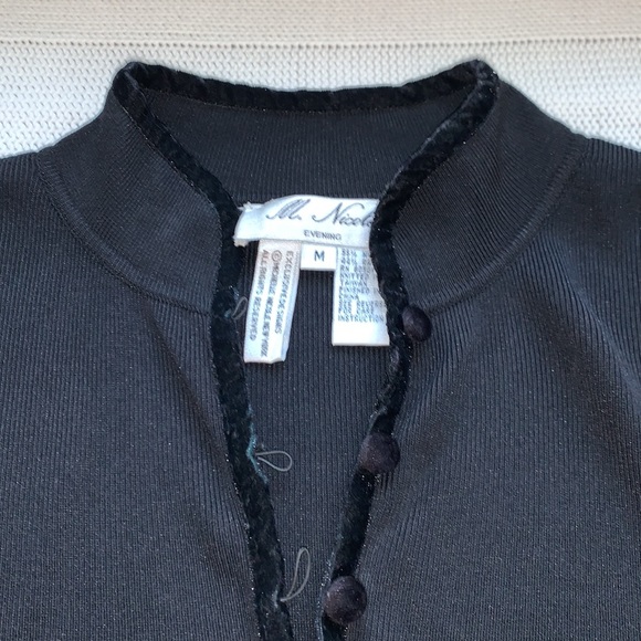 M. Nicole  black long sleeve evening sweater velvet edging with velvet f… - Picture 9 of 15